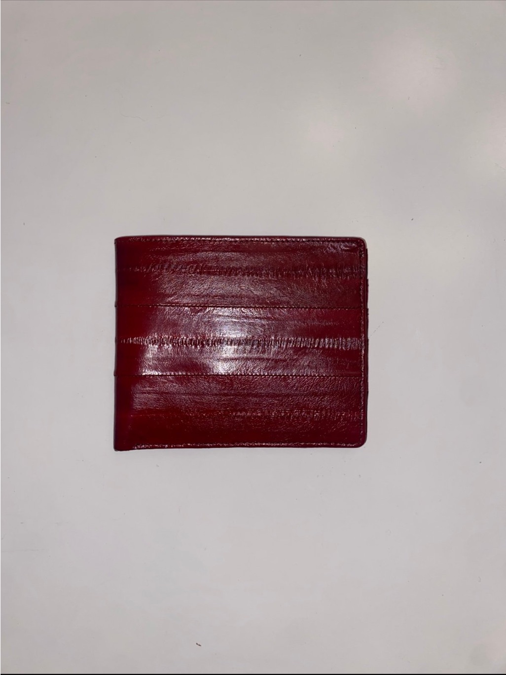 Vintage Eel Skin Bifold Wallet  Burgundy